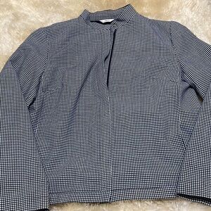 Talbots black and white zip front jacket size 8